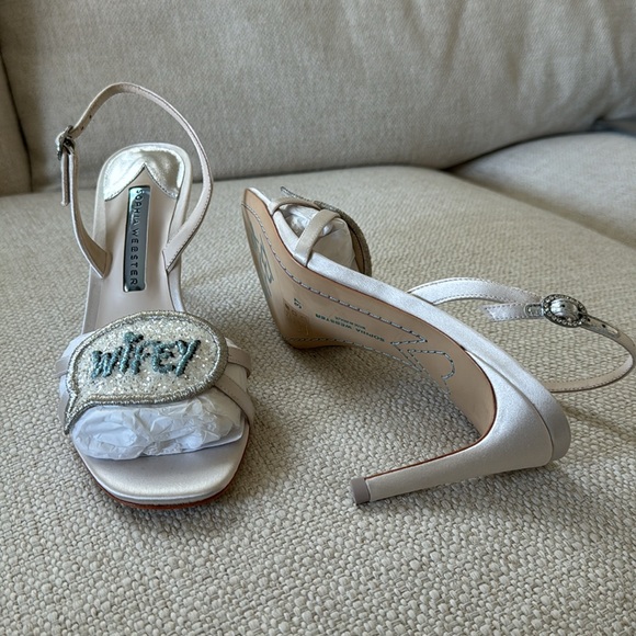 SOPHIA WEBSTER Satin Wifey For Lifey Classy Bridal Wedding Heels 85mm, Size 7 - Picture 8 of 12